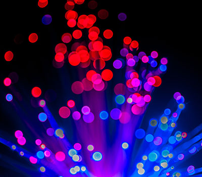 Red blue and purple optical fiber light burst